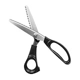 HADWAO DIY はさみ ハサミ 波型18mm/10mm ピンキング鋏 布切り手芸シザー波刃 裁断用具 洋裁鋏 手作り布芸フィットカットカーブ グルーレス刃ステンレス製 工作業務用事務用 皮革綿布紙装飾裁縫織物カット万能切れ味 (波型10mm)