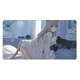 マウスパッド Vtuber 大型 アニメ かわいい cat girl プレイマット デスクパッド ゲーム好きのプレゼント(40x75cm) C