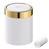 Mbillion 卓上ゴミ箱 小さい おしゃれ 蓋付き サニタリーボックス 生ゴミ ミニ丸形ごみ箱1.5L 360度回転式 ステンレス ダストボックス 寝室 オフィス 洗面所 インテリア ホワイト （ゴミ袋を贈る）