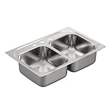 Moen G202133 2000 Series 20 Gauge Double Bowl Undermount Sink, Stainless Steel by Moen