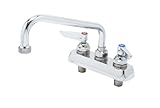 T&S Brass B-2491 Workboard Faucet, Deck Mount, 4-Inch Centers, 8-Inch Swing Nozzle, Garden Hose Tip,