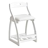 タンスのゲン 学習チェア 木製 チェア 高さ調節 クッション付き 4ステップ ホワイト 11719144 WH