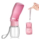 ペットウォーターボトル ポータブル犬 水筒 犬 散歩 水 折りたたみ式 犬 水飲み 散歩 漏れ防止水分補給が簡単屋外 ペット用品 (ピンク550ML犬の水筒)…