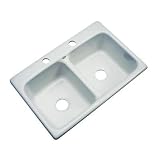 ニューポート差し込み式アクリル33 x 22 x 9で。4-holeダブルボウルキッチンシンクin Ice Gray
