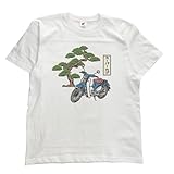 [CAMSHOP] 半袖Tシャツ ホンダ スーパーカブ浮世絵風Tシャツ 2301HD01-18 (XL, オフホワイト)