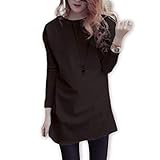 [モルクス] tシャツ カットソー ロング 九分袖 クルーネック ラウンドカット レディース (2XL,ブラック)