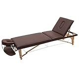 折りたたみ リクライニング マッサージベッド LR-007 (木製・有孔) ダークブラウン 長さ185×幅60×高さ40-58cm [ 折りたたみベッド ポータブルベッド 整体ベッド マッサージ台 施術ベッド 施術台 エステベッド マッサージ 整体 ベッド ]