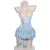 [SENMHS] コスプレ セクシーメイド メイド服 セクシー 過激 可愛い ワンピース エプロン ベビードール ランジェリー コスプレ ハロウィン 仮装 衣装 撮影会 ブルー