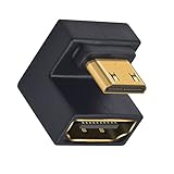 Duttek 8K U字型 ミニHDMIオス HDMIメスアダプター 180度アダプター 48Gbps LEDライト付き カメラ プロジェクター用 1パック