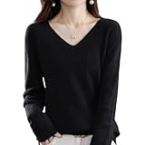 [Wowcarbazole] セーター レディース Vネック リブニット 長袖 無地 トップス カットソー リブ おしゃれ かわいい ニット 秋 冬 ストレッチ 通勤 シンプル