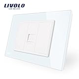 LIVOLO ホワイト AU / US標準、 コンピュータ ソケット、 強化ガラスパネル,110-220V,119mm78mm,CE認証、-C91C-11