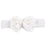 Housweetyホワイトベビー　キッズ 赤ちゃん　カチューシャ　ヘアアクセサリー　ヘアバンド ヘッドバンド レース花蝶結び　髪飾り 子供服 出産祝い 結婚式 プレゼント ギフト 伸縮性がある 　かわ