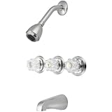 Olympia Faucets P-3240-BN Three Handle Tub/Shower Set, PVD Brushed Nickel Finish by Olympia Faucets