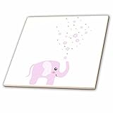 InspirationzStoreキュート動物 – 可愛いピンク象花から吹いているトランク – ガーリーカワイイキッズ子供部屋Animal Baby Girl Cartoon – タイル 6-Inch