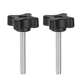 uxcell 2個 スタークランプノブ M6 x 50mm メトリックオスネジ 32mm 4角プラスチックヘッド ネジ付きスタッドノブ 手締めつまみネジ ジグハンドル 黒