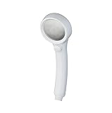 HEALTOP シャワーヘッド 節水ストップボタン付き 極細ストレート水流 国際汎用基準G1/2 クロムメッキ シャワー穴0.3mm お風呂 バス用品 (丸型のボタン, ホワイト)