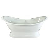 キングストン真鍮Aqua Eden vctnd723130 Cast Iron Double Slipper Pedestal Bathtub 20 - 30 Gallons VCTND723130 