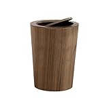 RAKU 木製ゴミ箱 ふた付き ダストボックス インナーボックス付き おしゃれ 12リットル キッチン リビングルーム トイレ 室内 洗面所用 大容量 丸型 2色 (ダークブラウン)