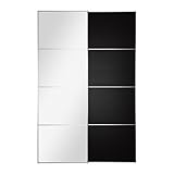 【IKEA/イケア】AULI / ILSENG 引き戸 2枚組, ミラーガラス, ブラックブラウン