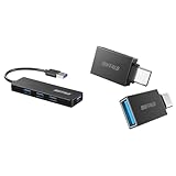 【セット買い】バッファロー USB ハブ USB3.0 スリム設計 4ポート バスパワー 軽量 Windows Mac PS4 PS5 Chromebook 対応 テレワーク BSH4U125U3BK + USB-C & USB3.2(Gen1) 変換 アダプター 2個セット Type-A to Type-C 5Gbps BSUAC321AD2BK/N