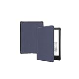 Kindle Paperwhite 第12世代 ケース 2024モデル対応 スリムカバー 自動スリープ ワイヤレス充電対応 マグネット固定 TPUレザー ファブリック素材 軽量 ブック型 6.8インチ専用 (ネイビー)