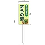 安全・サイン8 たらの芽販売山菜直売中 看板 (1) 600×300mm 木製支柱付表示板