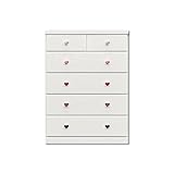 アルファタカバ 子供が自分でお片付け! ママが喜ぶベビータンス ツマミチョイスシリーズ アリオ80cm5段キッズチェスト(ハートツマミ)