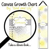 Personalized Kidsキャンバス成長チャートイエローとグレーMums Chevrons花ベビーNurseryキャンバスGrowth Chart gc0258