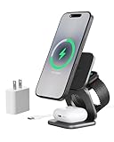 KU XIU X40 Turbo Qi2.2 25W マグネット式ワイヤレス充電器 折りたたみ 3in1 ワイヤレス充電ステーション iPhone 17/16/15/14/13/12対応 iWatch & AirPods 5W対応 アルミニウム合金設計 グレー