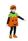 [ニューキング] ハロウィン 衣装 子供 かぼちゃ コスプレ 仮装 女の子 男の子用 パンプキン キッズ コスチューム 帽子 着ぐるみ セット カボチャ衣装 可愛い 身長80/90/100/110/120/130/140/150cm対応 (140)
