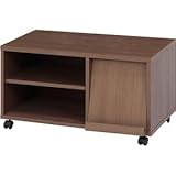 テレビラック/テレビ台 【幅80cm】 ミディアムブラウン 24型～37型対応 収納棚 扉付き収納 雑誌ディスプレイ キャスター付き