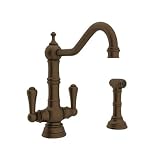 Rohl U.4766EB-2 Perrin and Rowe Mono Dual Lever Picardie Kitchen Faucet with Sidespray in English Br