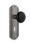 Nostalgic Warehouse Deco Plate with Keyhole Black Porcelain Knob Mortise Antique Pewter [並行輸入品]