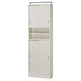 白井産業【SHIRAI】薄型壁面収納 天井突っ張り 本棚 飾り棚 引き戸 ピットフィット ホワイト 白 幅約75cm 高さ約233から254cmの天井に対応 【2梱包】 PTF-2375SDBWH PTF-2375SDBWH