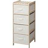 キャスター付きチェスト/タンス(リリー ワゴンチェスト) 4段 木製(杉) LFS-374NA ナチュラル