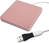 AMIUKON 外付けCD DVD VCDドライブプレーヤー ポータブル 読取・書き込み USB-C USB 3.0 Type-Cスリムオプティカルポータブルバーナ Window/Mac/XP/Vista対応 高速データ転送 (ピンク)