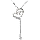 ［Mirai-Tenshi］ ダンシングストーン ハート シルバー レディース ペンダント ネックレス 誕生石 対応 (4月：ダイヤモンド)