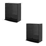 【地球家具】フィギュアラック「ワイド」新シリーズ LED兼用 幅83cm ロータイプ 本体【正規品】[鍵付きコレクションケース] [耐震]（ロータイプ、深型（奥行39cm）、ブラック） 2台セット