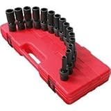 Sunexツール2662 1/2博士12 Ptのメトリックディープ15Pcユニバーサルインパクトソケットセット