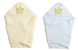 アレックスユール 生態綿 赤ちゃん おくるみ ふんわり ベビー ブランケット 春と夏 出産祝いに ギフトボックスの包装(2枚セット)-青/黄