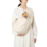 monchéri モンシェリ [シンプルワイドスリング] 犬 キャリーバッグ・スリング 小型犬 (L/カーキ) 飛び出し防止 軽量 抱っこ紐 お出かけ メッシュ付き サイズ調整可能 犬用