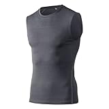 [THREEGUN] ノースリーブ コンプレッション メンズ タンクトップ 筋トレ 加圧インナー トレーニングウェア ジムウェア スポーツ 吸汗速乾 ストレッチ 夏(グレーL)