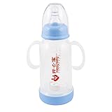 uxcell フィーダーボトル　幼児哺乳瓶　母乳実感哺乳びん　ライトブルー　140ml容量　プラスチック　リッドシリコーン