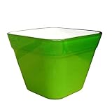【4個入】イタリア製樹脂ポット(植木鉢 プランター) コッコスクエアー 12cm 穴無し グリーン(緑) 〔ガーデニング用品 園芸〕