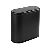 ELECTRO-WEIDEWORLD ゴミ箱 ふた付き オムツ トイレ用 小型ゴミ箱 スリム 10リットル トイレポット おしゃれ ゴミ袋見えない 黒 洗面所用ゴミ箱 密閉 防臭 ホワイト 分別ゴミ箱 蓋付きごみ入れ 家庭用 部屋用 汚物入れ ペット 薄型 角型 小型 省スペース (ブラック)