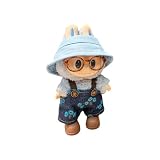 Labubu 服 Labubuぬいぐるみ 対応 手作り デニムオーバーオール＆帽子セット labubu clothes 手工製作 Labubu アクセサリー かわいい ドール服（人形本体別売り・本商品に含まれません） (小花ストラップです) [並行輸入品]