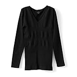 [白鷺ニット] 着圧 シャツ 長袖 Vネック メンズ 加圧 インナー トップス 補整下着 L4580X-RT M ブラック