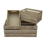 Set of 3オーク効果木製Open Topストレージ