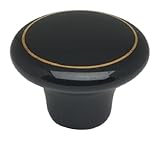 Achim Home Furnishings 745-KNB-24 Ceramic with Golden Ring Cabinet Knob, Black, Set of 6 by Achim Ho