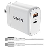 アドテック PD充電器 65W 【USB-C+USB-A】【長い2m Type-Cケーブル付 eMarker 100W】2ポート 急速充電器 タイプc 折りたたみ式プラグ iPad iPhone 17 PC Switch PD3.0/QC3.0/PPS 充電 高速充電 急速充電 ACアダプタホワイト APD-V065AC-wC20U2-WH